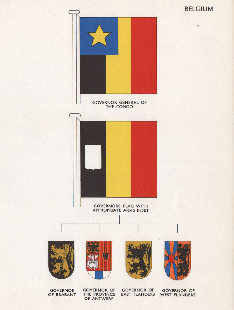 BELGIUM GOVERNORS FLAGS. Congo Brabant Antwerp East Flanders West Flanders 1958